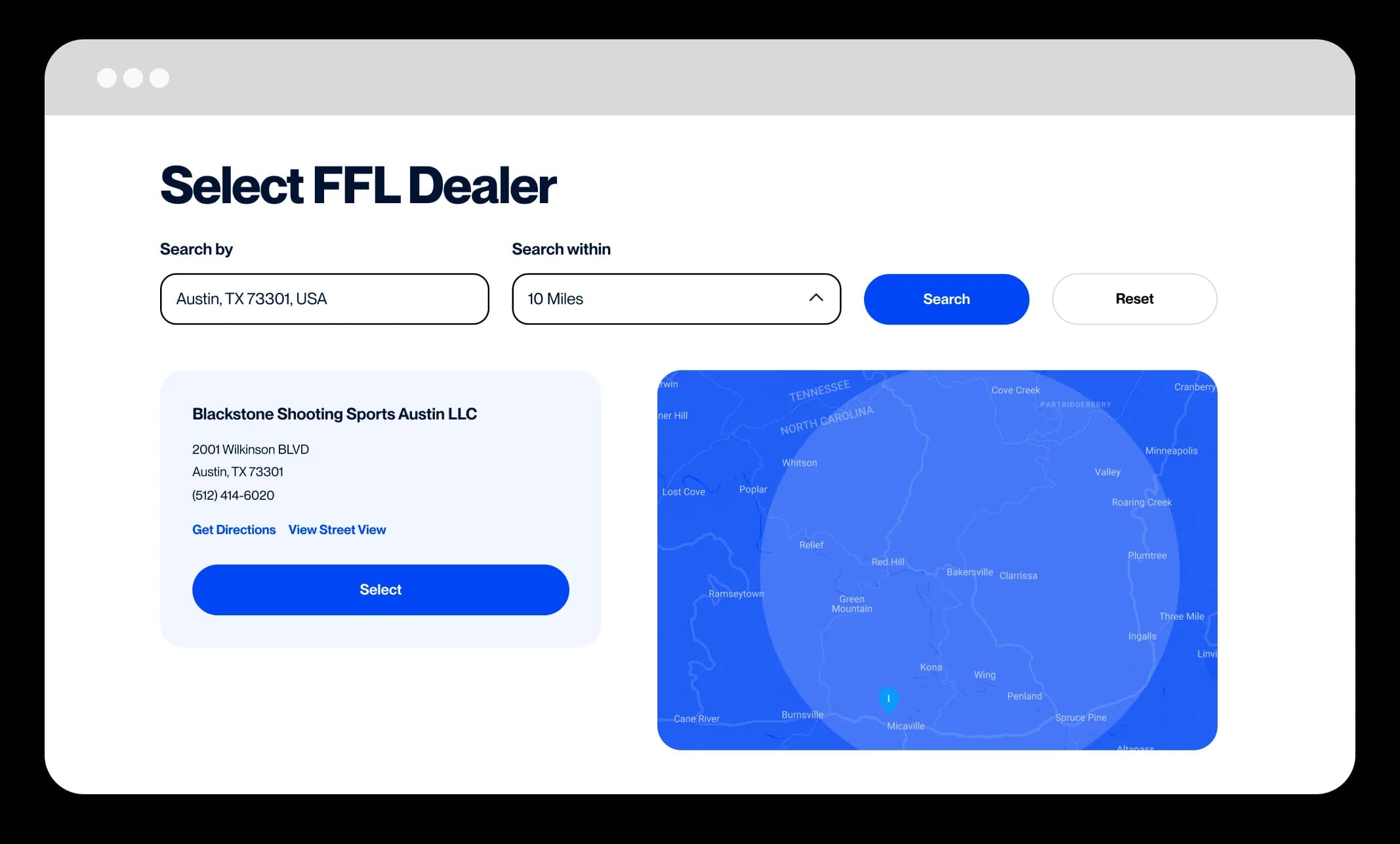 Choose an FFL delivery location.